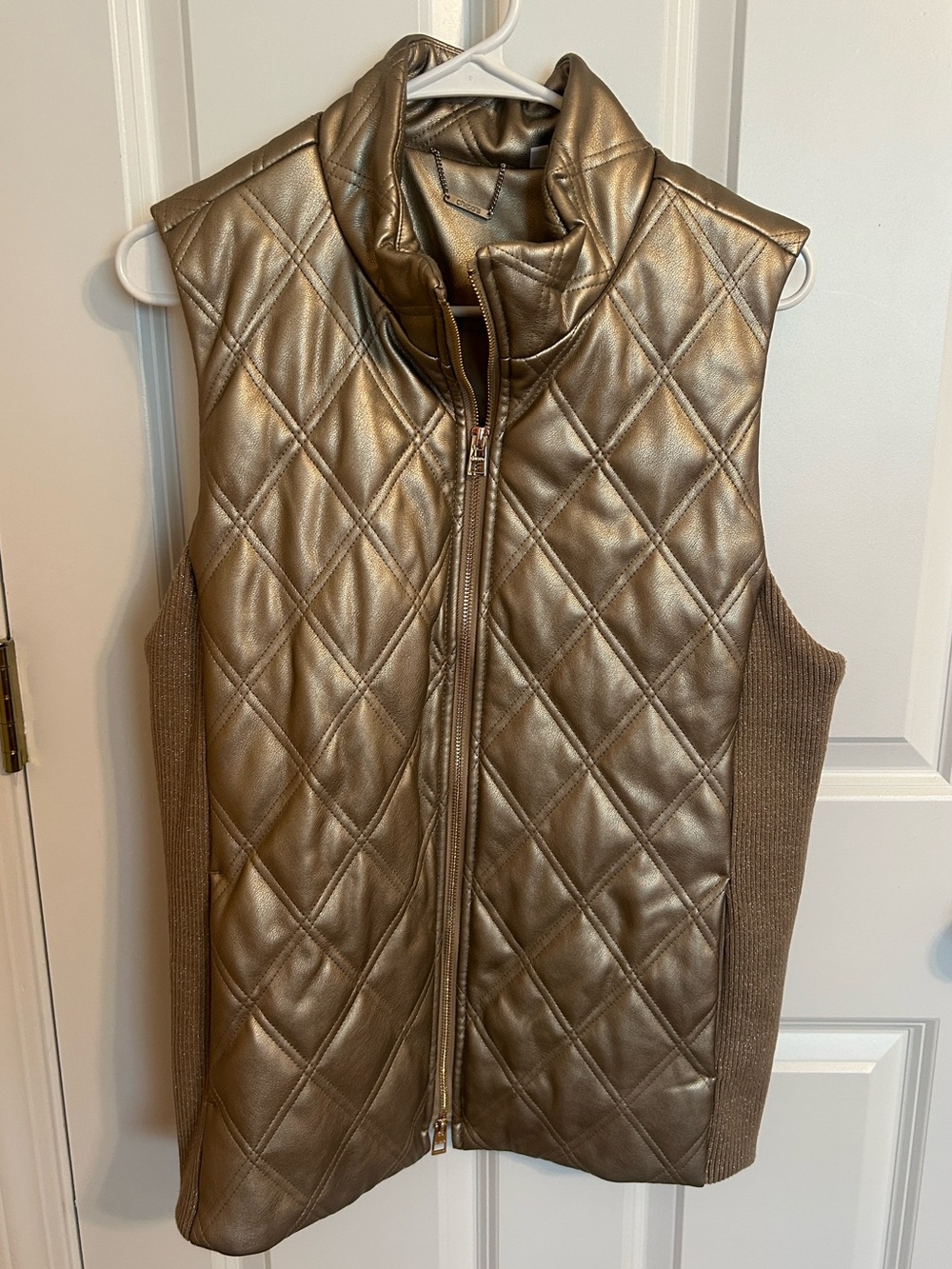 Chico's Quilted Metallic Bronze/Gold Sleeveless Vest